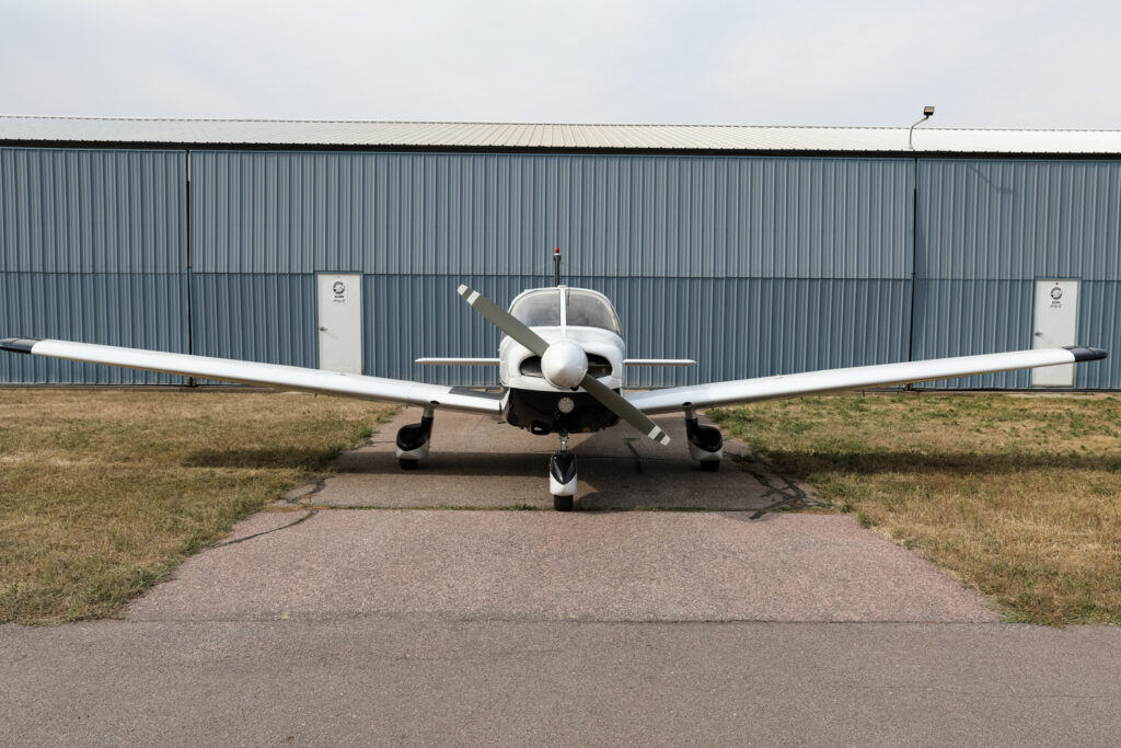 N28MB parked near its hangar